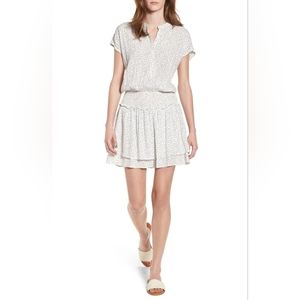 RAILS Angelina Smocked Mini Dress White & Black Star Print Stars